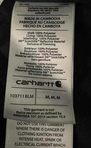 Carhartt High-Visibility Waterproof Class 2 Sherwood Jacket Unisex Size M - Picture 7 of 12