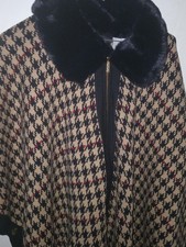 Red and Black Womens Houndstooth Zip Cashmere...