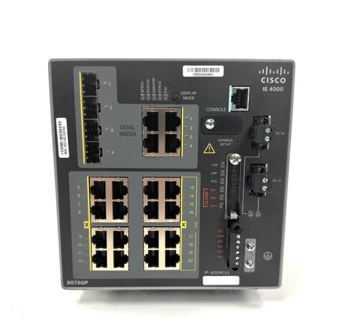 Cisco 8GT8GP 4000 Series Industrial 20-Port Ethernet Switch IE-4000-8GT8GP4G-E - Picture 4 of 9