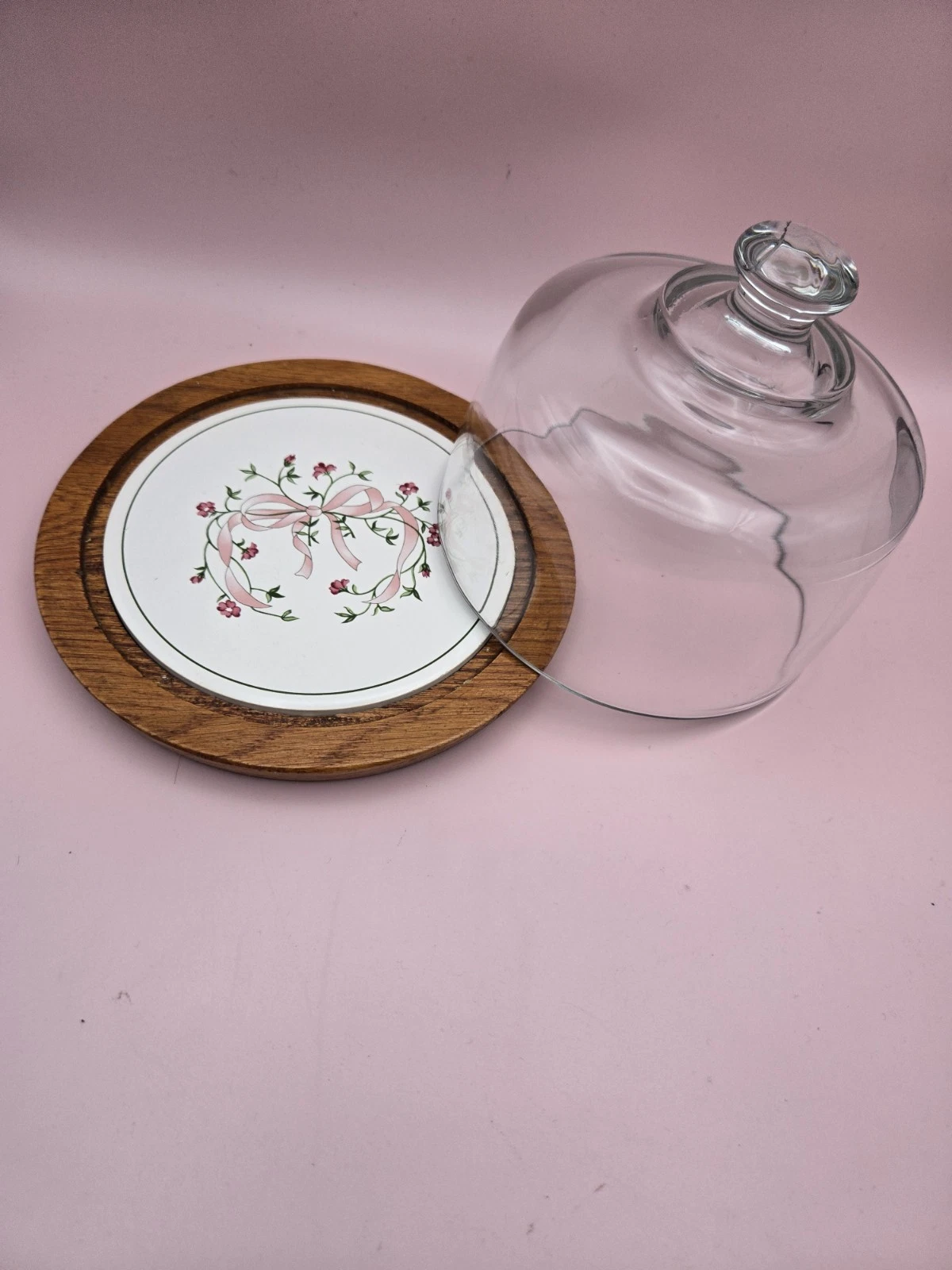 Johnson Eternal Beau Glass Lid Cheese Dish. Base Diam 20 x Item Ht 15.5 Cm.