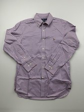 Ralph Lauren Dress Shirt Mens 15.5 32/33 Pink Blue Gingham Classic Fit Easy Care