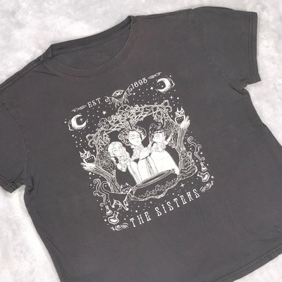 Disney Hocus Pocus The Sisters Womens (L) Faded Thin Halloween T-Shirt