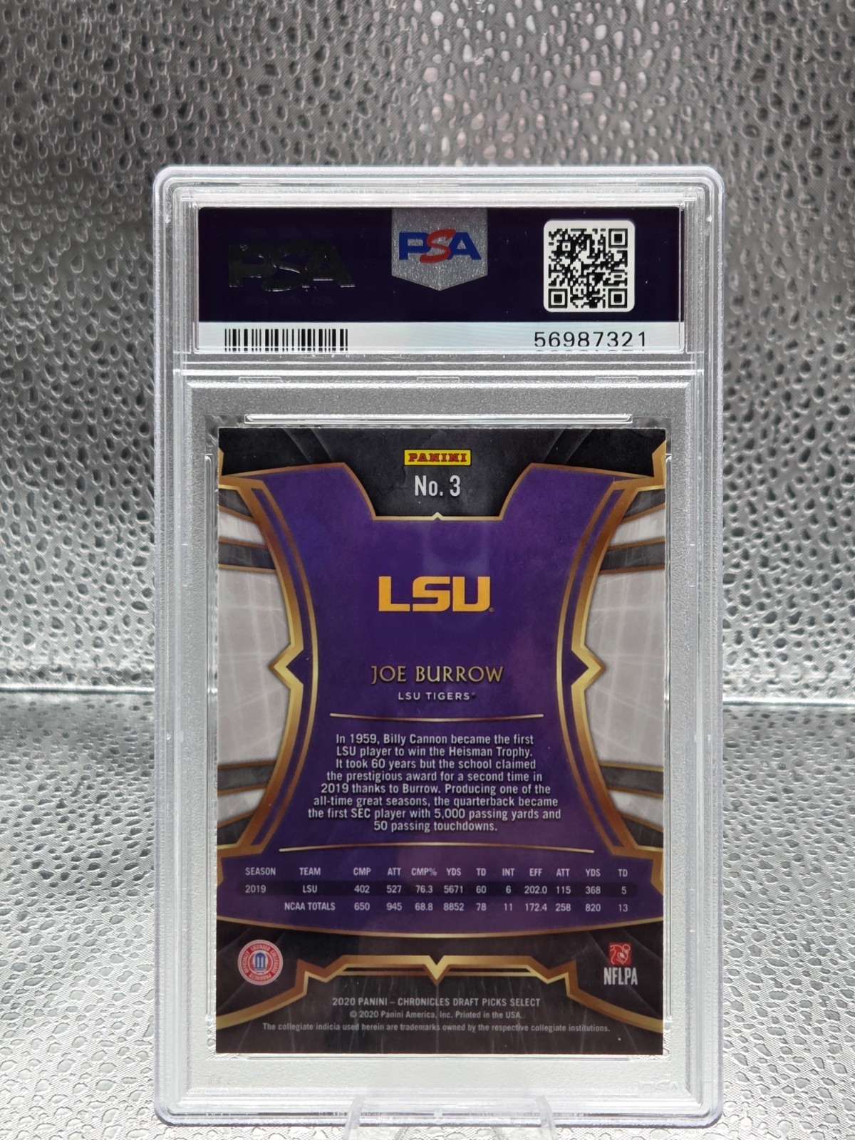 2020 Select Bengals Star ~ JOE BURROW Rookie RC Card PSA 10 GEM MINT view 2
