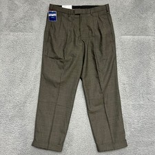 Dockers Dress Pants Mens 36x30 Brown Pleated Cuffed Trousers Casual Formal NEW