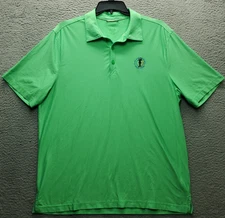 Cutter & Buck Polo Shirt Mens XL Green Golf Performance Side Slit Spread Collar