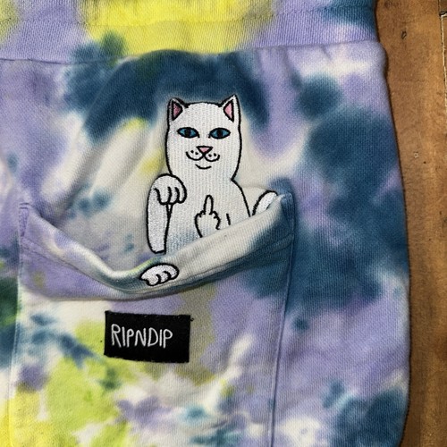 RipNDip Rip N Dip Mens Tie Dye Sweat Shorts Athletic Wear Large Cat Finger Bird