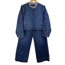 VERONICA BEARD CORDELL L Jacket TAYLOR RELAXED Wide JEANS DUSTED OXFORD SET 30