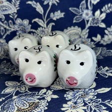 Lot 2 Vintage Pigs Salt & Pepper Shakers Pink Floral Set Lot #9