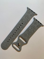 Gray Floral Engraved Strap Watch Band For Apple Watch Series 42/44/45/49 mm