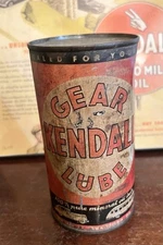 Vintage 1940s Kendall Gear Lube Unopened Metal Can Full S.A.E 80