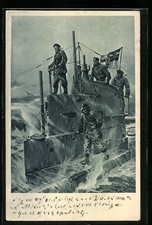 Artist postcard Willy Stoewer: on the command tower of a submarine 1916 