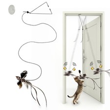 Interactive Hanging Door Cat Toy Retractable Bird Teaser for Indoor Cats NEW