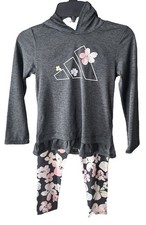 Adidas Girls flower Floral 2 Piece Outfit Set NEW - Size 6