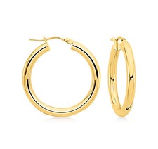 Ross-Simons Italian 3mm 14kt Yellow Gold Hoop Earrings. 1 inch