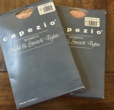 Vintage Capezio Hold And Stretch Tan Tights Large 2 Pair 