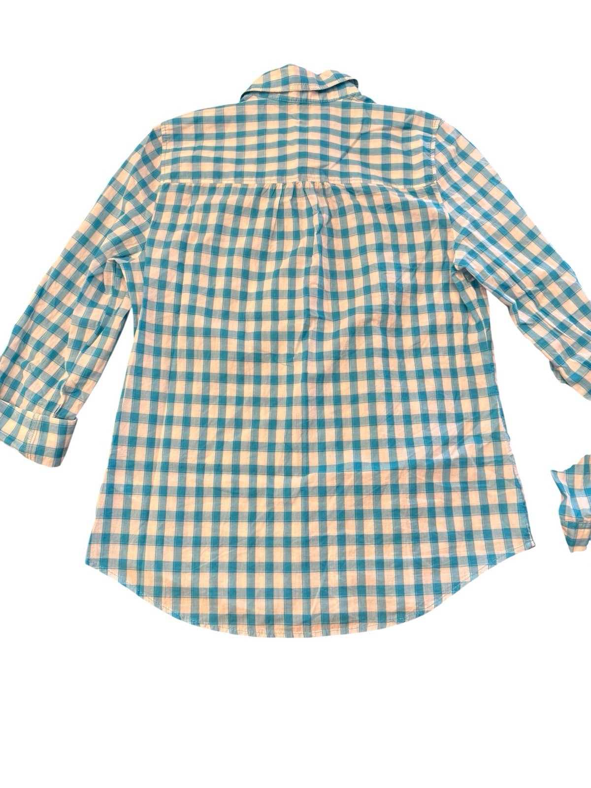 Express Blue White Checked Button Down Collared S… - image 11