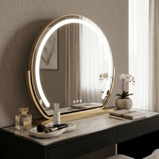 Gold LED Vanity Mirror with Lights 50cm | Rotating Makeup Mirror Dressing Table