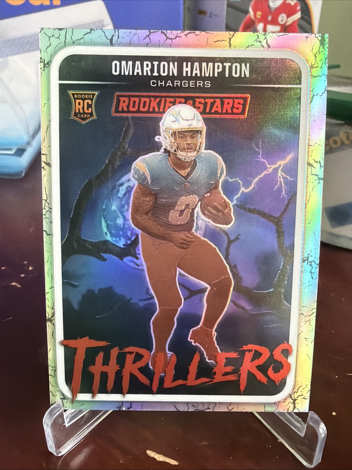 2025 Rookies & Stars Silver Prizm Thrillers OMARION HAMPTON (RC) #17 CHARGERS 🏈