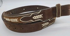 NOCONA Belt Only Leather Western Mens 40 Conchos Engraved Silver Brown Tan