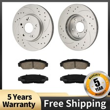 Front 282mm Drilled Slotted Ceramic Brake Kit for 2006-2010 Honda Civic 1.8L