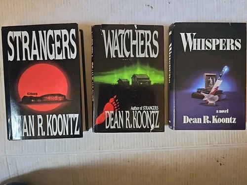 Dean Koontz Lot Of 3 VTG Hardcover books: Watchers , Strangers & Whispers