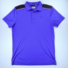 J.Lindeberg Golf Polo Purple Black Trim Men  s Large Performance Regular Fit 857