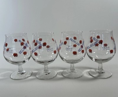 Delirium Glass Pink Elephants Set Of 4 EUC Belgium Sniffer Glass