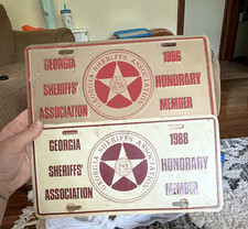Georgia Sheriffs Association Honorary Member License Plates Lot of 2 1986 1988