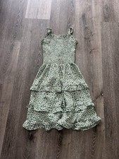 Green Floral Smocked Ruffle Strappy Midi Sundress Size S