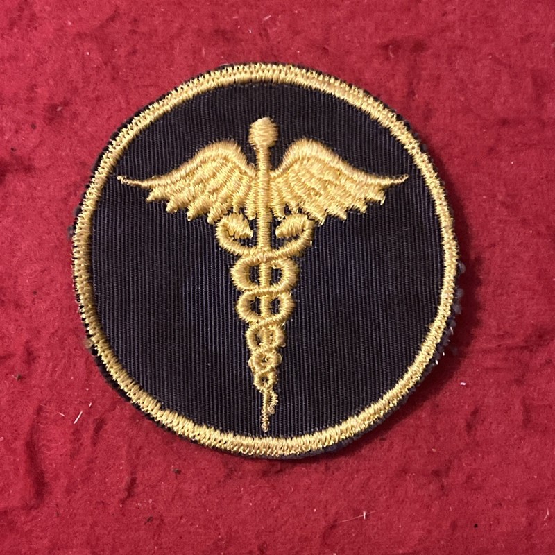 WWII U. S. ARMY MEDICAL CORPS CADUCEUS Cap Patch • VG • No Glow