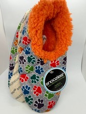 Snoozies Foot Coverings Womens Slipper Size Medium 7-8 Multi Dawg Paws Orange
