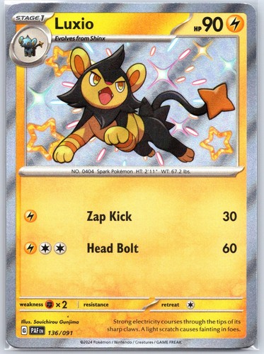 Luxio 136/091 Near Mint SV: Paldean Fates Pokemon Shipnow Baby Shiny