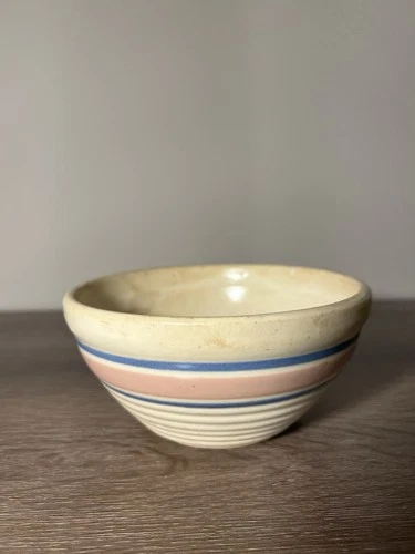 Vintage Mixing Bowl/Cereal Soup Bowl Pink And Blue Stripe 5.5" Oven Proof McCoy?