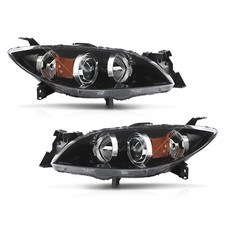 Projector Headlights For Mazda 3 4 Door Sedan 2004 2009 Halogen Black Left Right