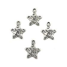 Mini Star Pentacle"Just for You"Charm Pendants 13x11mm DIY Handicrafts Supplies