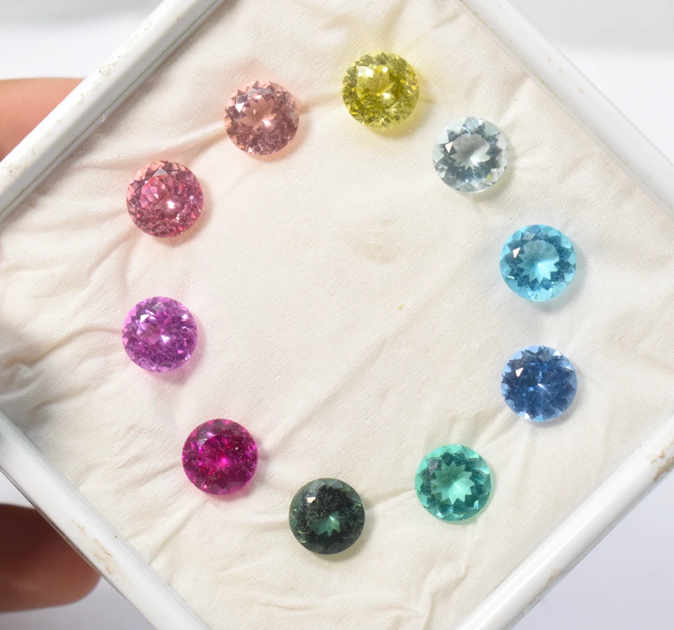 Lab Multi Sapphire Round Brilliant Cut Gemstone Set Lab Corundum Gemstone - Image 2 of 4