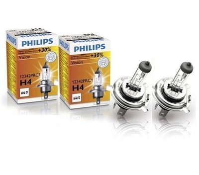 P 2 x PHILIPS  H4 12V 55W Halogen Lampe  12342PRC1 P43t  30 % mehr Licht 