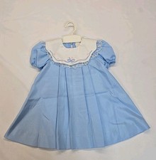 Vintage RUTH OF CAROLINA Girls Dress Sz T4 Short Sleeve Baby Blue USA  READ 