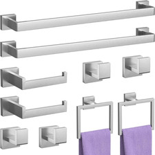 10-Pieces Brushed Nickel Bathroom Accessories Set, 23.6 Inch Bath Towel Bar Set,