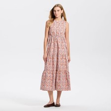 Women's Tiered Maxi A-Line Dress - Universal Thread Blue/Orange Floral M