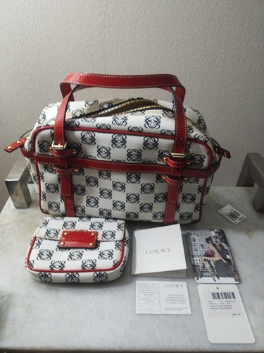 LOEWE Logo Canvas With PVC Coating And Patient Leather Double Hand Bag Anagram