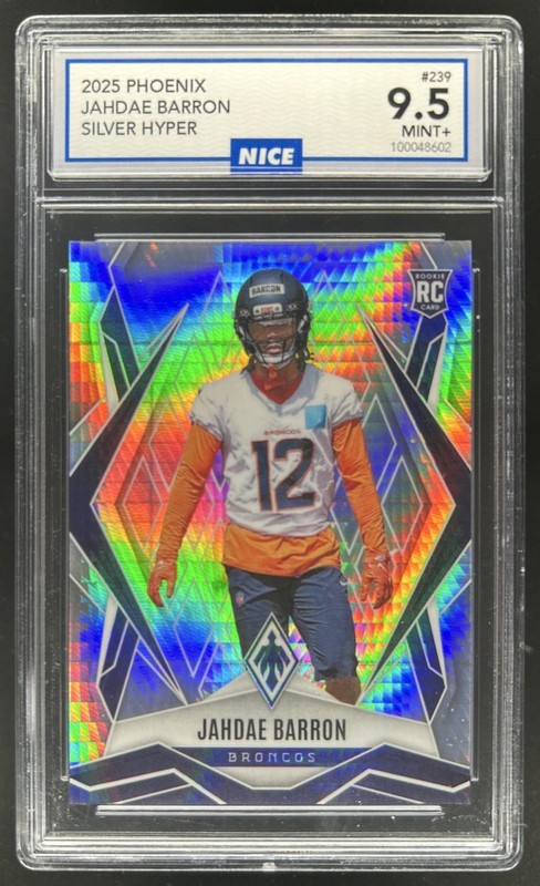 2025 Panini Phoenix Jahdae Barron RC Silver Hyper Prizm #239 Broncos NICE 9.5
