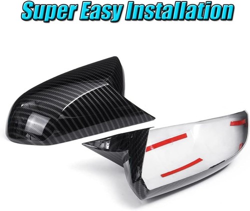 2PCS Car Side Rear View Mirror Guard Cover Caps Trims Carbon Fiber - Picture 5 of 6