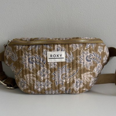 Roxy Quilted Floral Belt Bag Fanny Pack Brown Boho