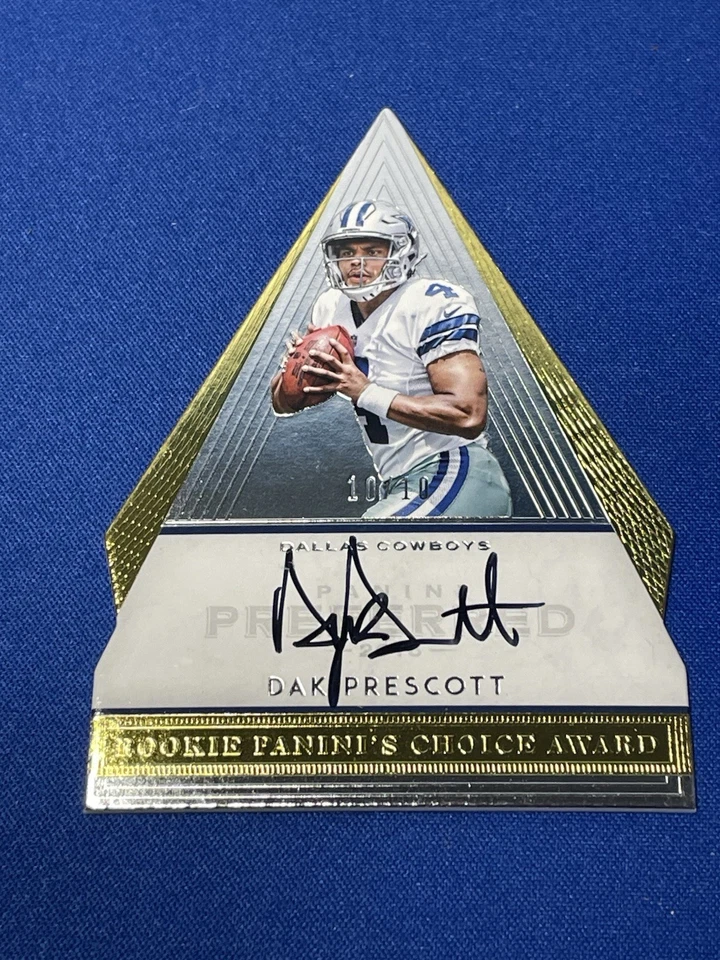 Dak Prescott Auto RC 2016 Panini Preferred Choice Award Rookie Cowboys GOLD /10 - Image 2 of 4