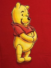 Disney Store Winnie the Pooh Double Sided Print Shirt Women's Sz L Red Made USA