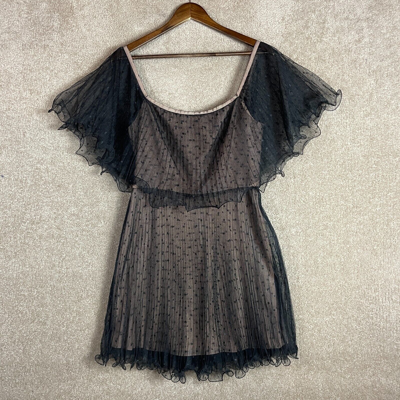 BCBGMaxazria Shalom Dress Size 8 Black Pleated Sw… - image 1