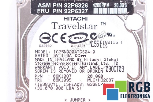 HITACHI IC25N020ATCS04-0 IC25N020ATCS040 HDD DISK ID21744 - Picture 6 of 6