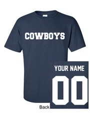 Cowboys CUSTOM Name & Number Navy T-Shirt Jersey PERSONALIZED Dallas Tee S-5XL