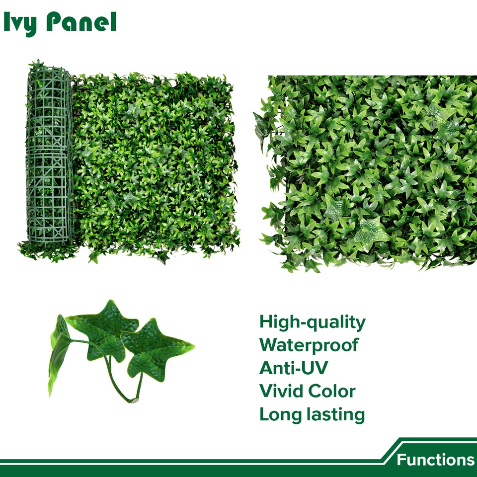Alfombrillas de hojas de hiedra sintética artificial de 20" verde hogar festival pared seto decoración panel Foto 3 de 4